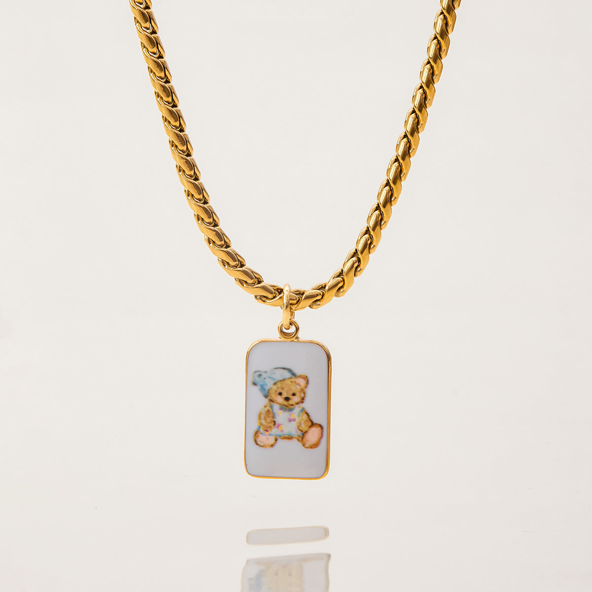 Minimalist Enamel Bear Pendant