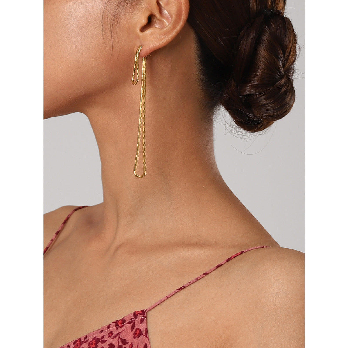 Long Front Back Round Snake Chain Earrings