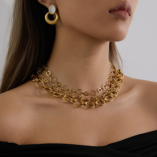 Stainless steel 18k gold-plated chain necklace