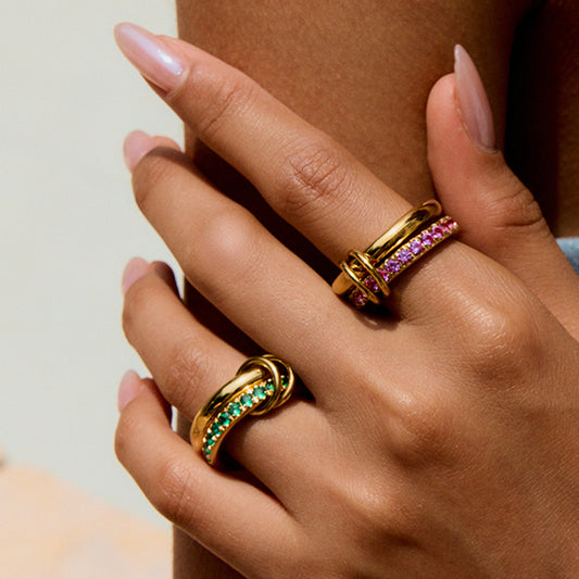 Stainless steel 18k gold-plated ring