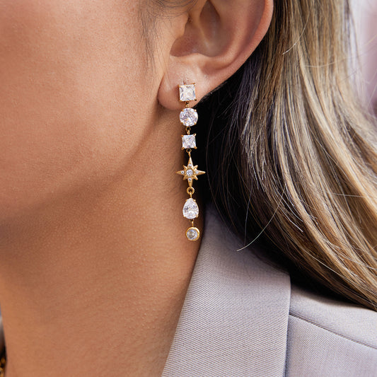 Zircon Tassel Stud Earrings