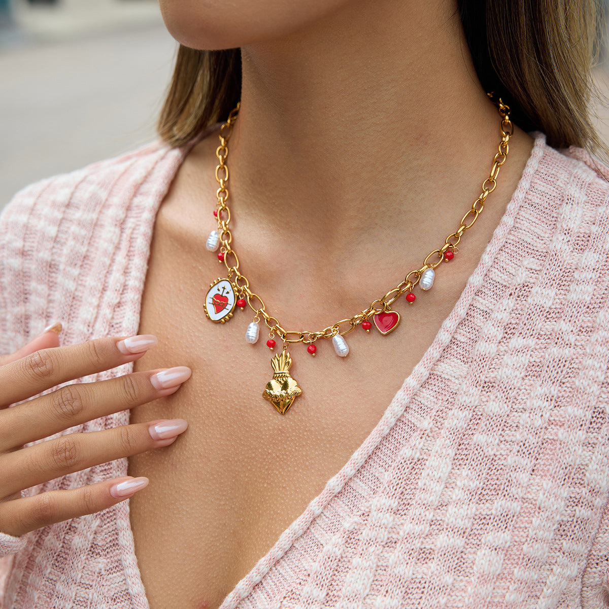Minimalist Red Heart Necklace