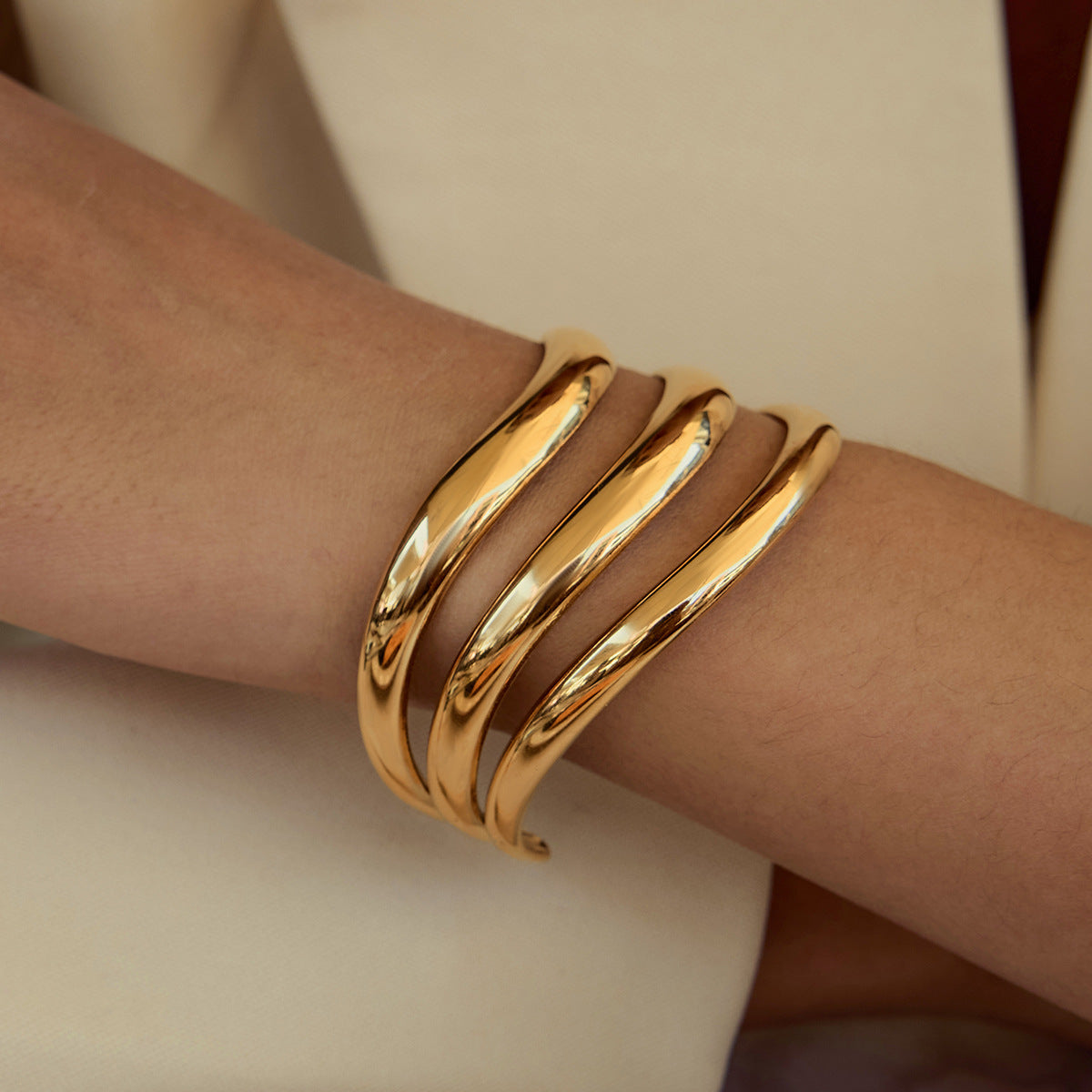 Hollow Multi-Layer Open Plain Band Bangle