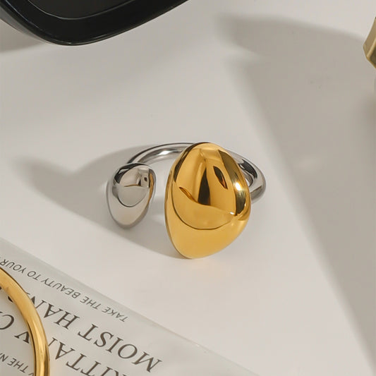 Two-Tone Teardrop Open Ring