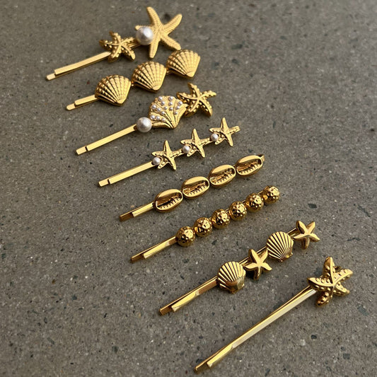 Stainless steel 18k gold-plated hair clips
