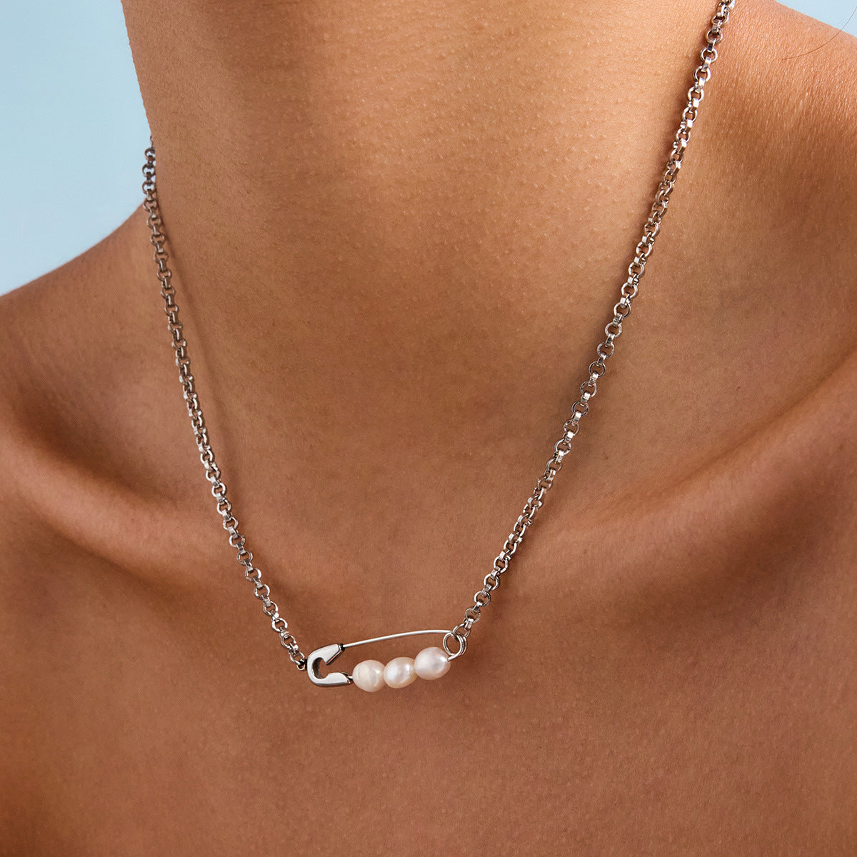 Titanium stainless steel pin necklace