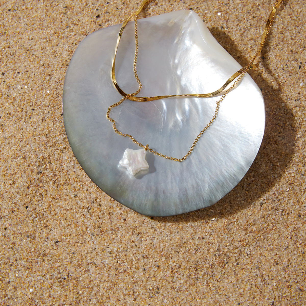 Minimalist Star & Freshwater Pearl Necklace