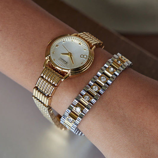 Round White Rhinestone Watch Strap