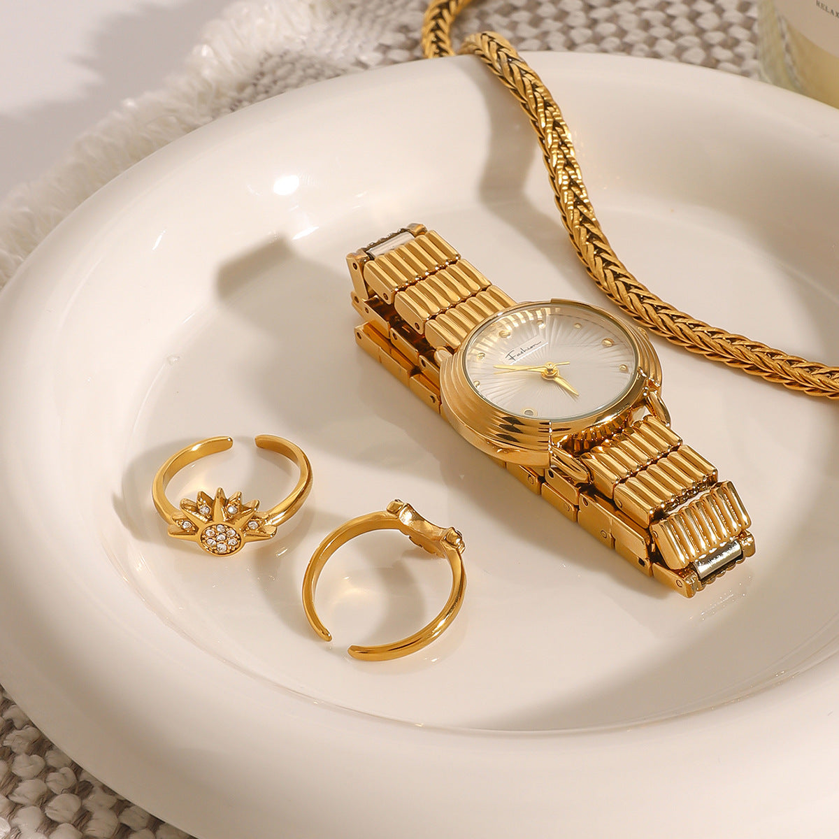 Stainless steel 18k gold-plated sun and moon rings