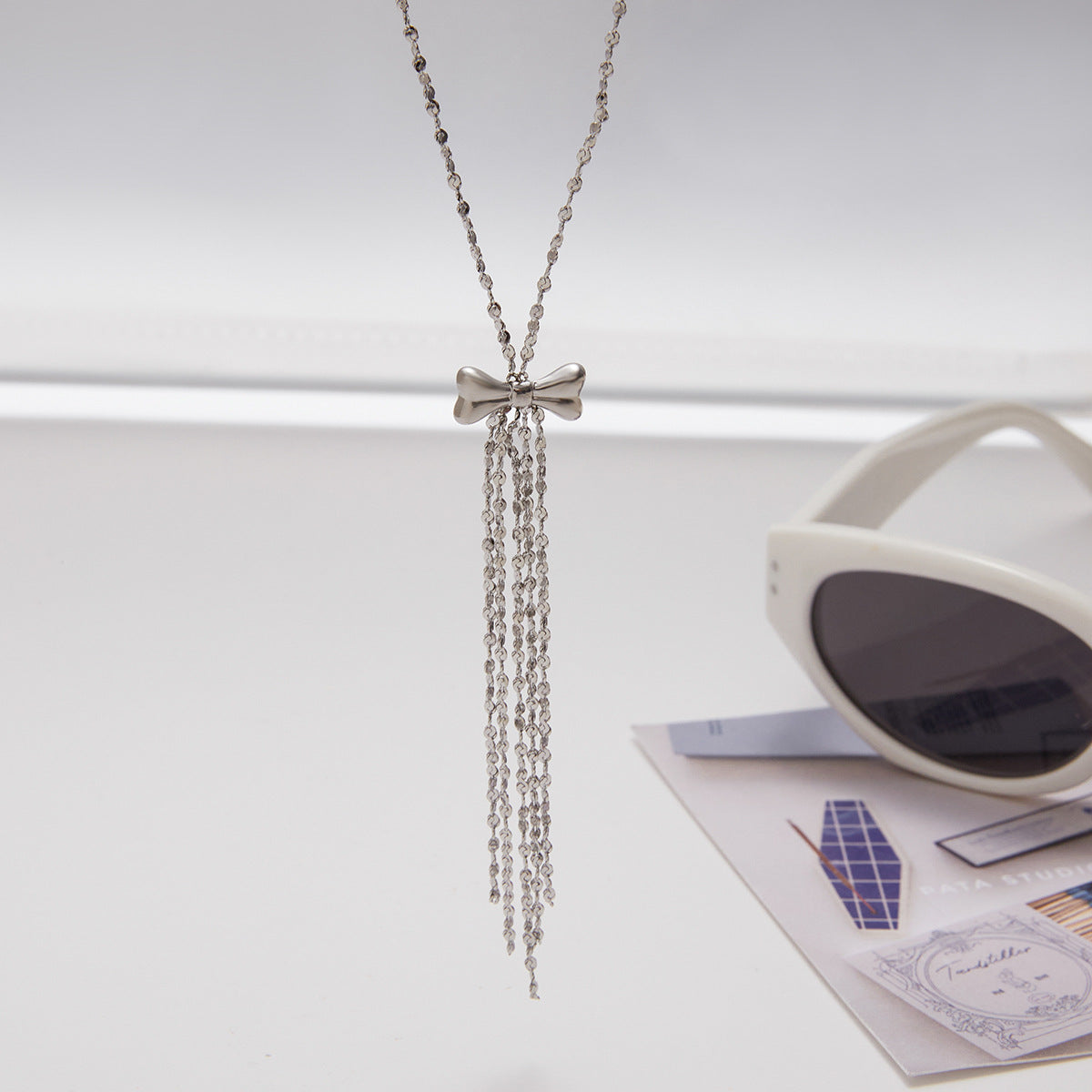 Titanium stainless steel tassel necklace