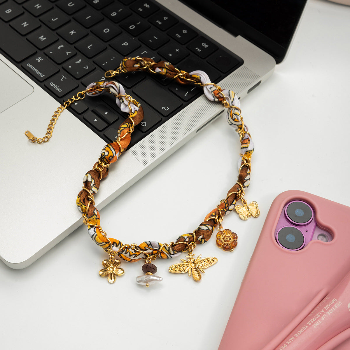 Minimalist Bee & Butterfly Nature Necklace