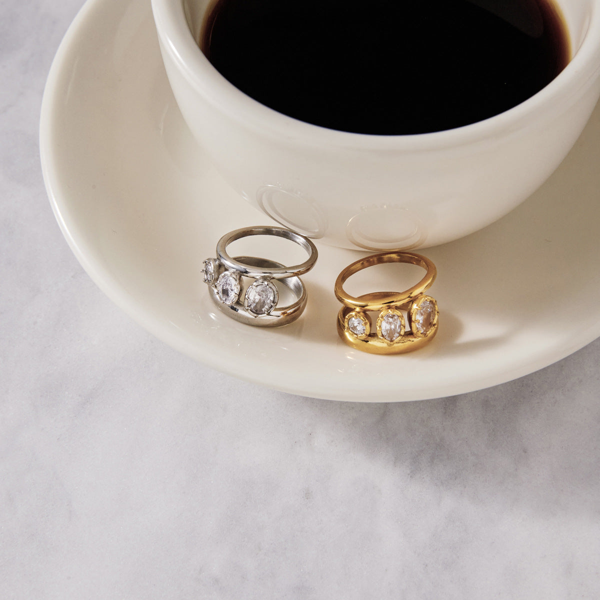 Minimalist Round Crystal Cuff Ring