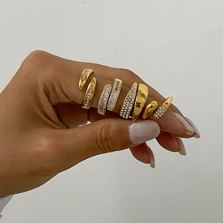 Titanium Steel Zircon Open Ring