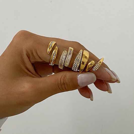 Titanium Steel Zircon Open Ring