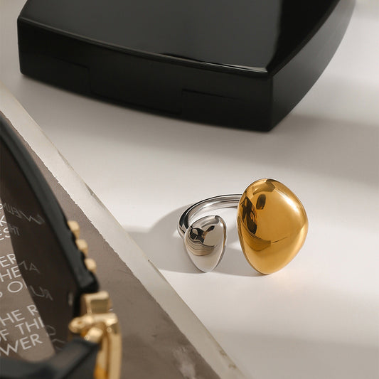 Two-Tone Teardrop Open Ring