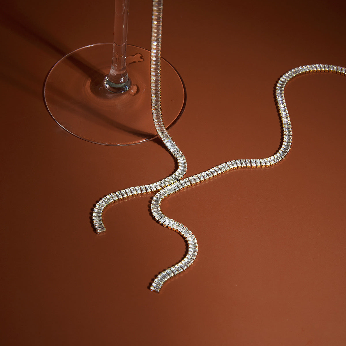 Square Zircon Tassel Necklace