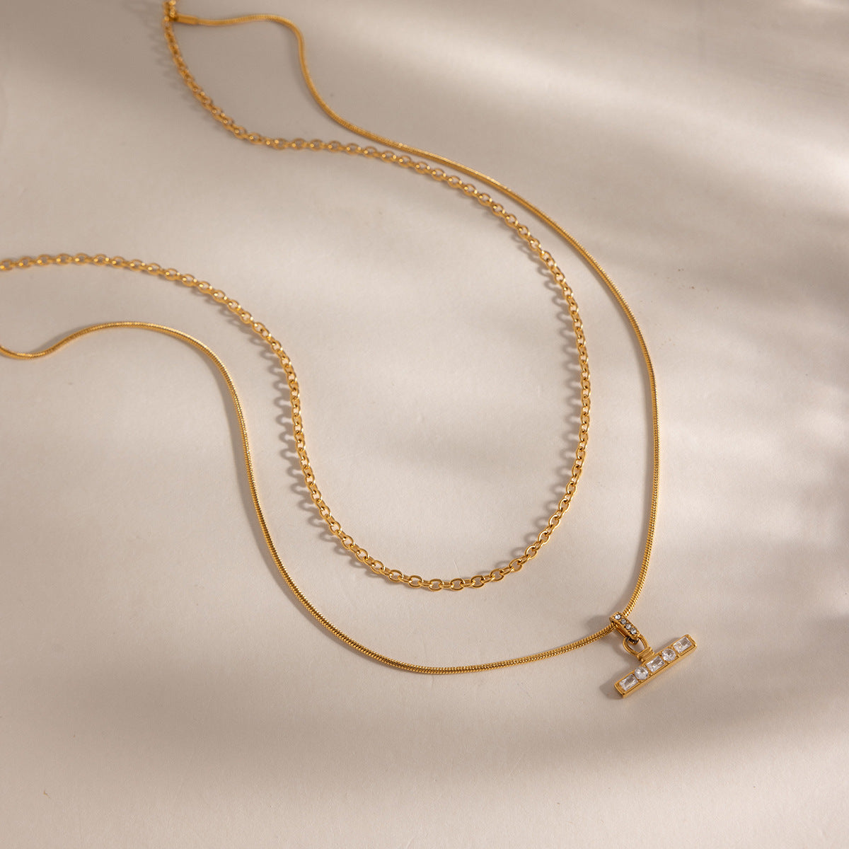 T-Bar Choker, Pre-Layered Crystal Necklace