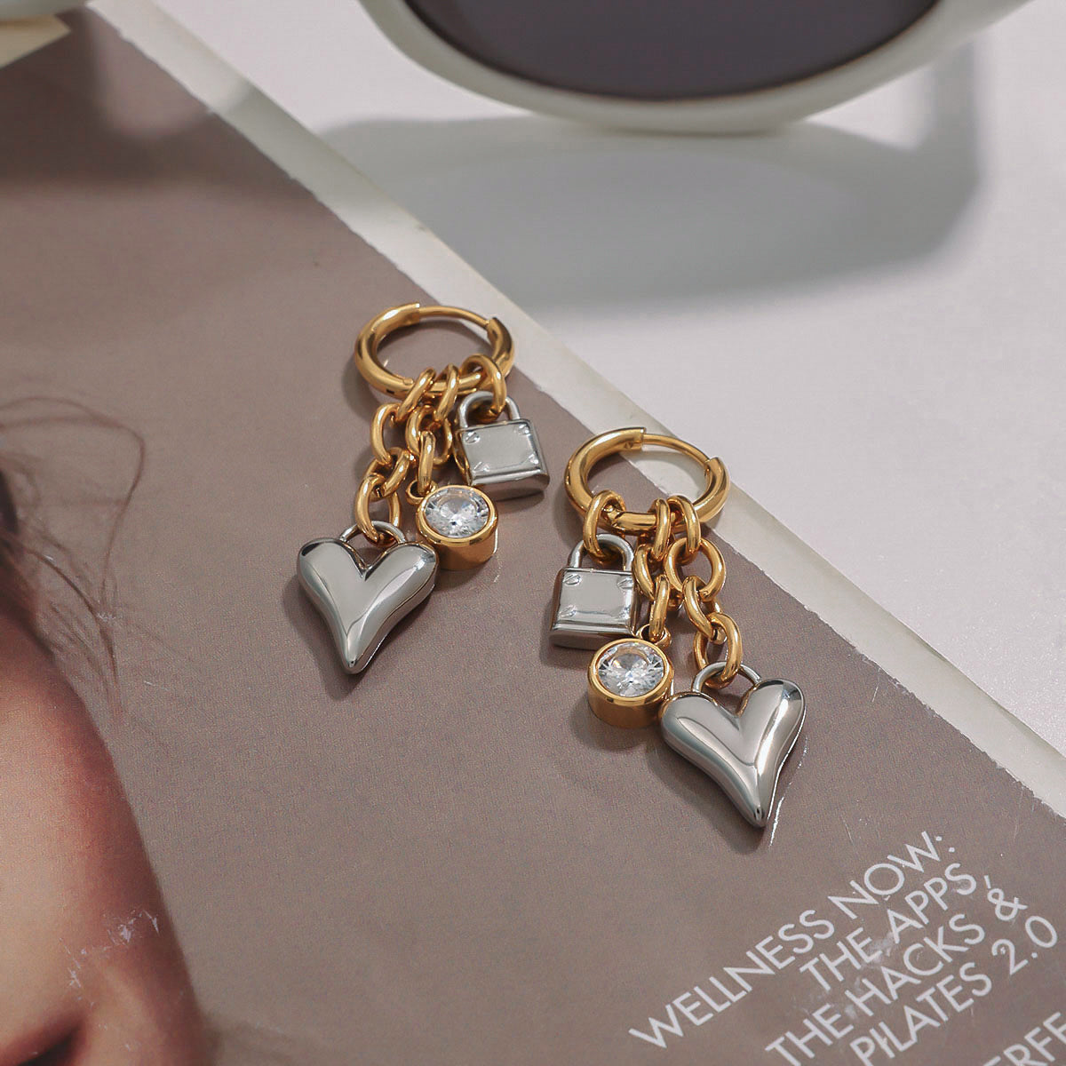 Stainless steel 18k gold-plated earrings