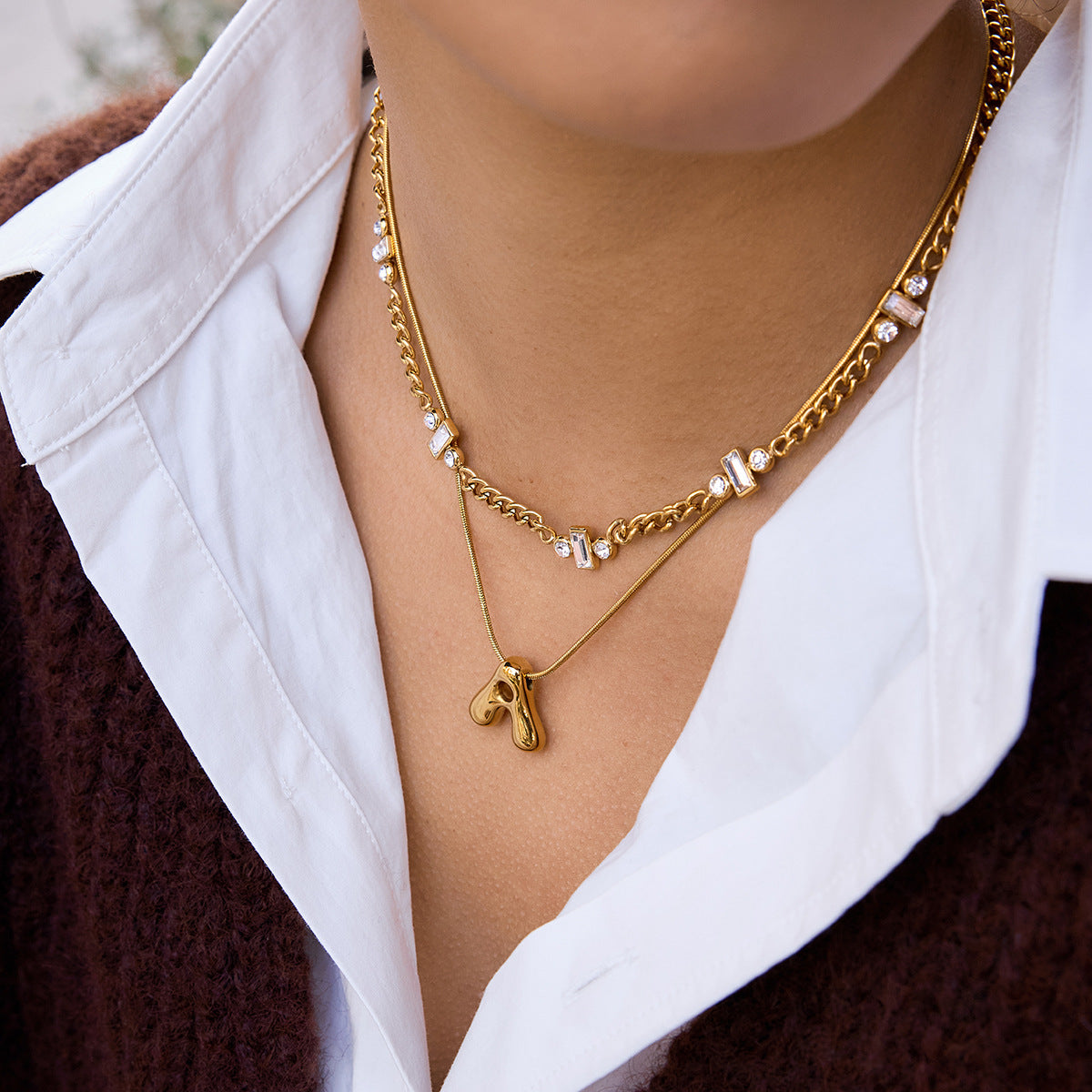 Stainless Steel Rhinestone Necklace