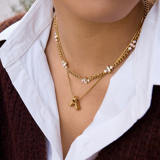 Stainless Steel Rhinestone Necklace