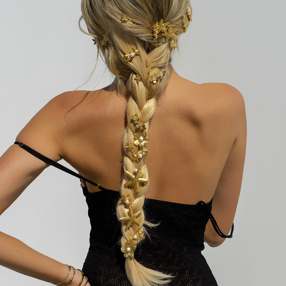 Stainless steel 18k gold-plated hair clips