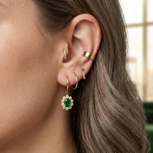 Minimalist Green Flower Earrings
