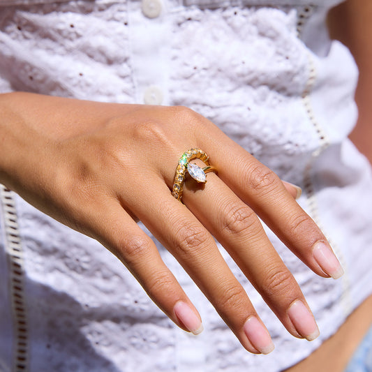 Marquise & Zircon Double Layer Ring