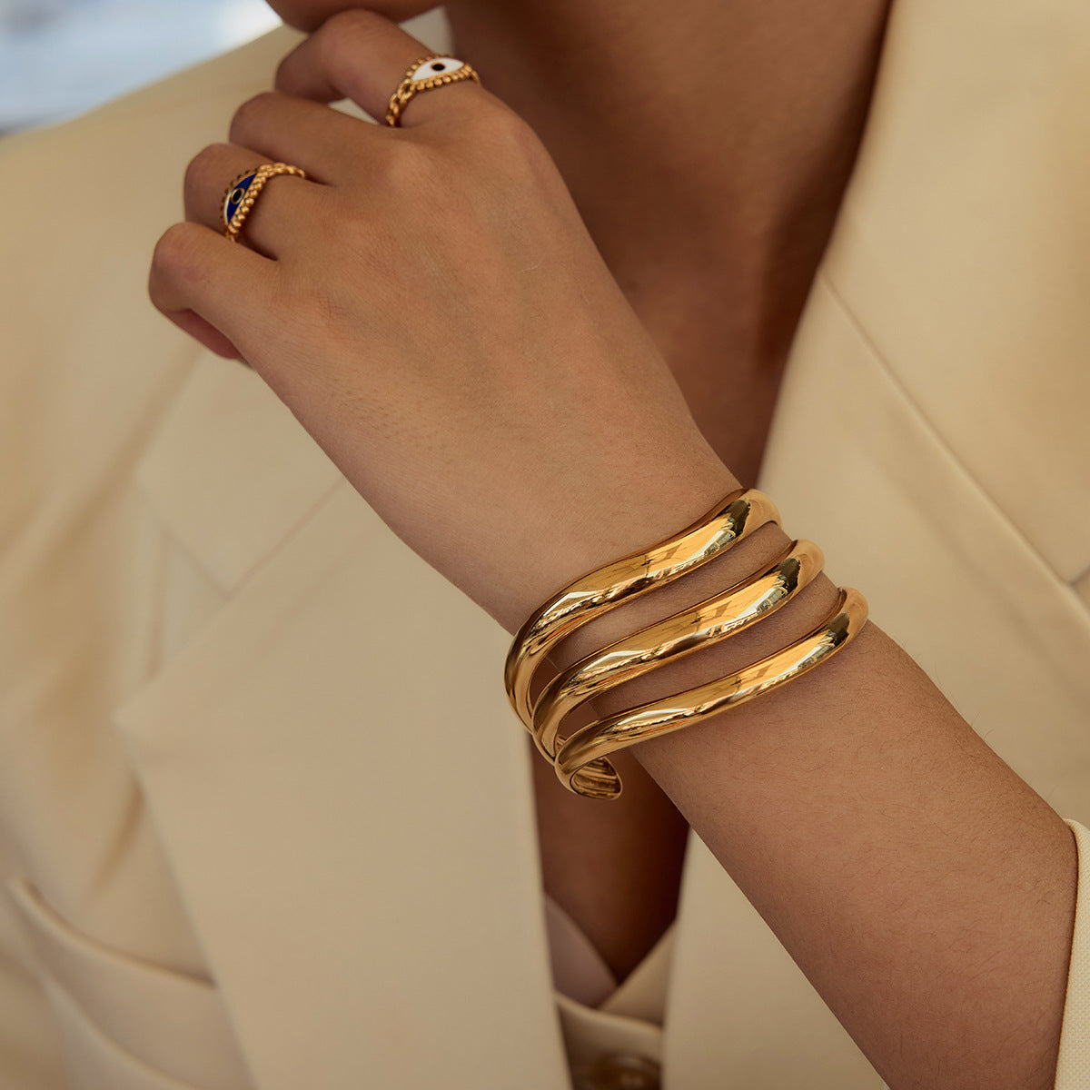 Hollow Multi-Layer Open Plain Band Bangle