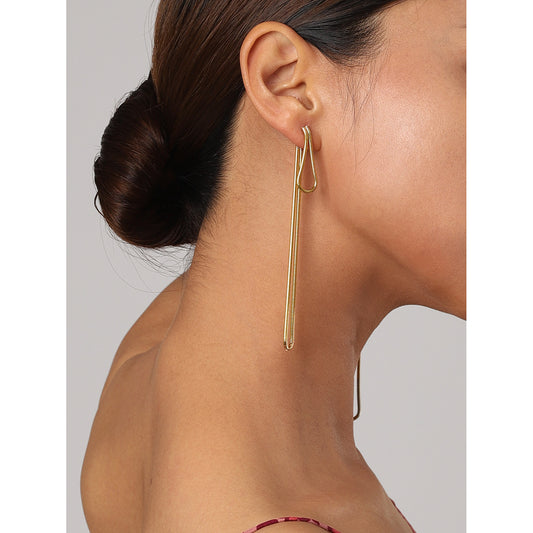 Long Front Back Round Snake Chain Earrings