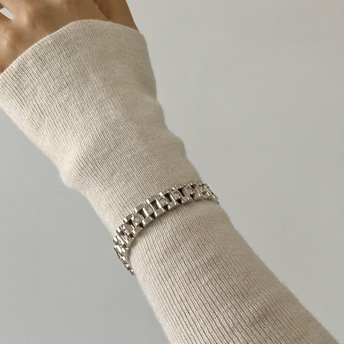 Round White Rhinestone Watch Strap