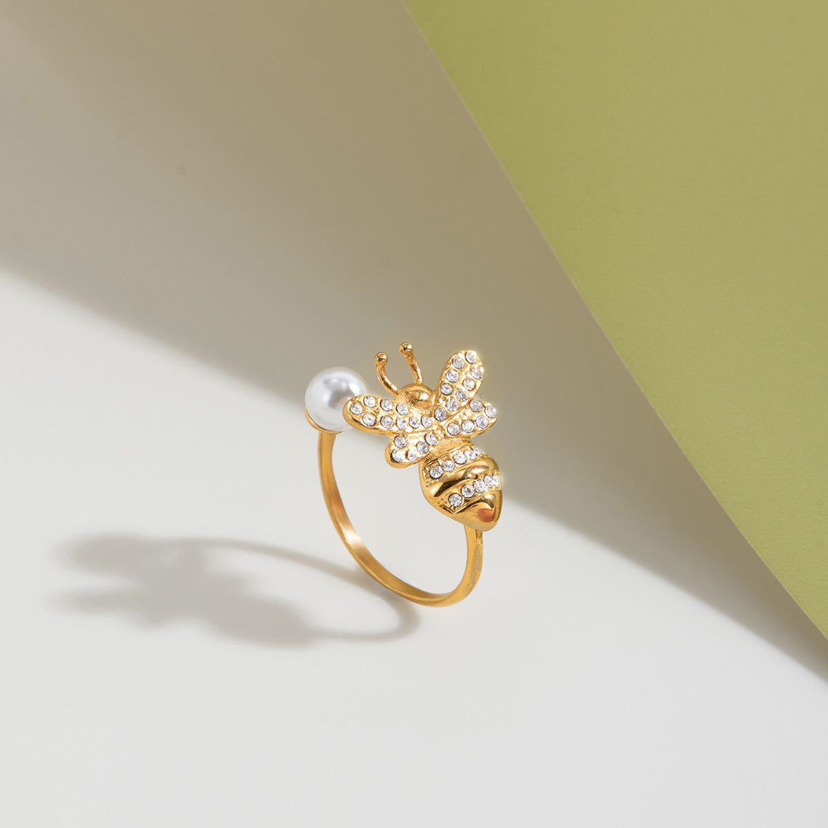 Bee Pearl Adjustable Open Ring