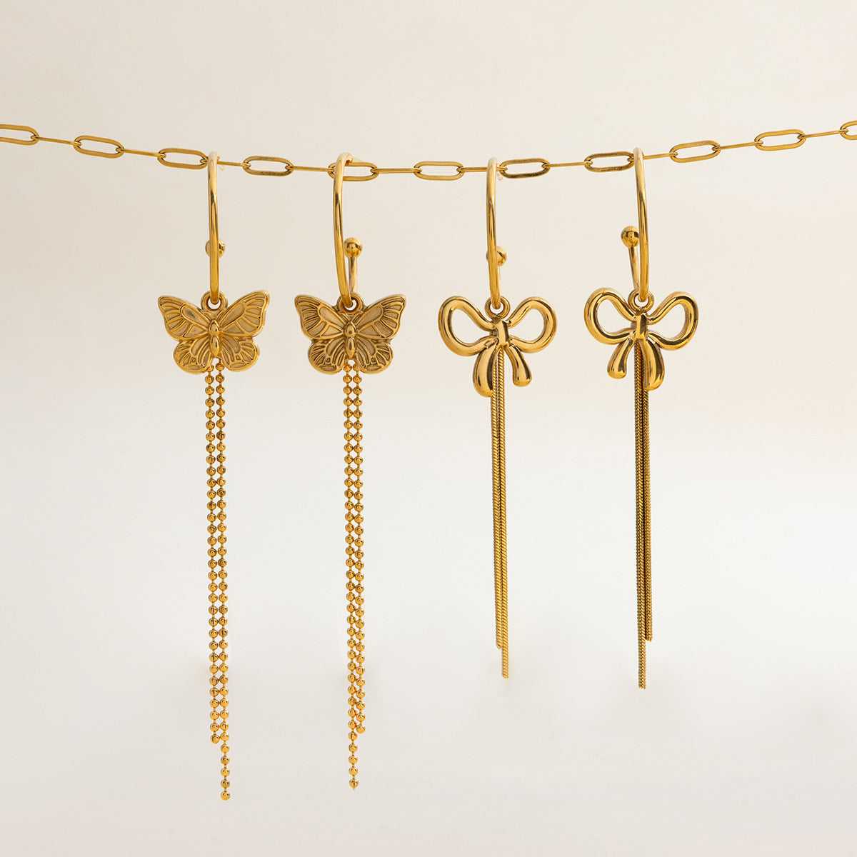 Stainless steel 18k gold-plated butterfly earrings