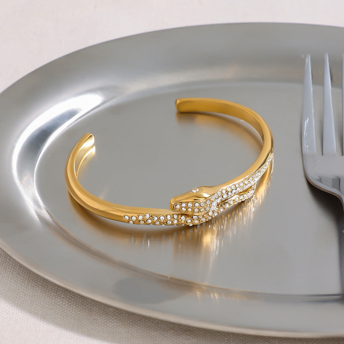 Stainless steel 18k gold-plated snake bracelet