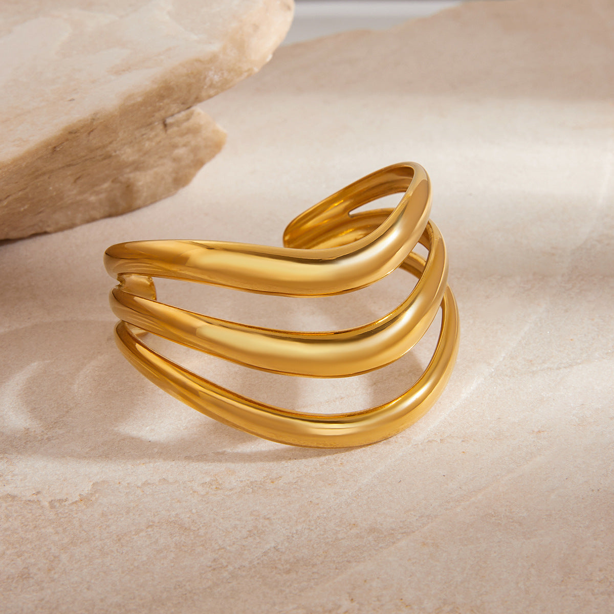 Hollow Multi-Layer Open Plain Band Bangle