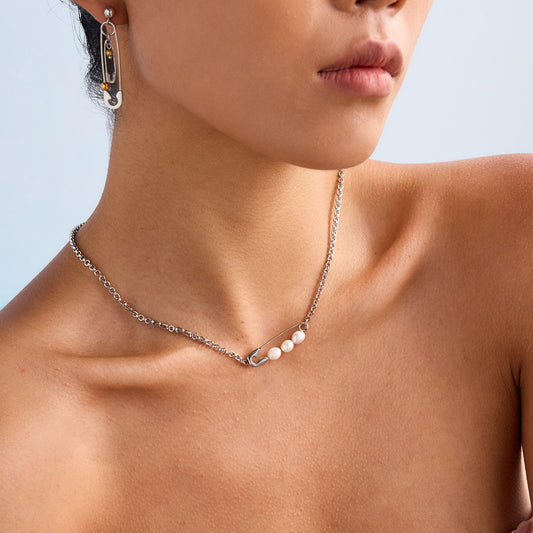 Titanium stainless steel pin necklace