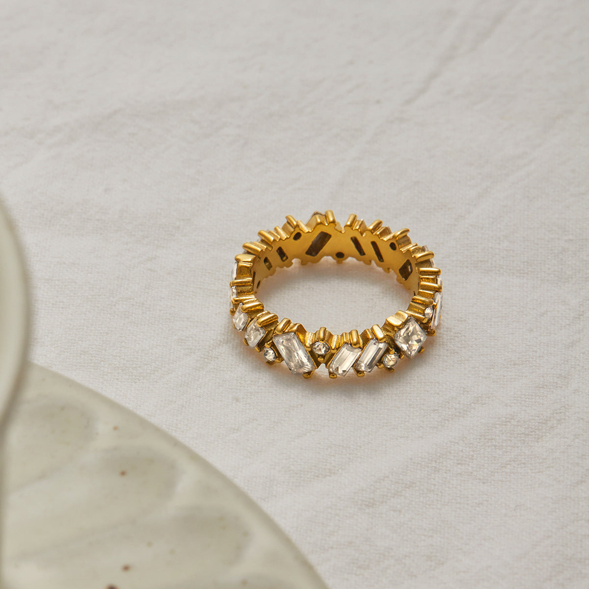 Irregular White Zircon Ring