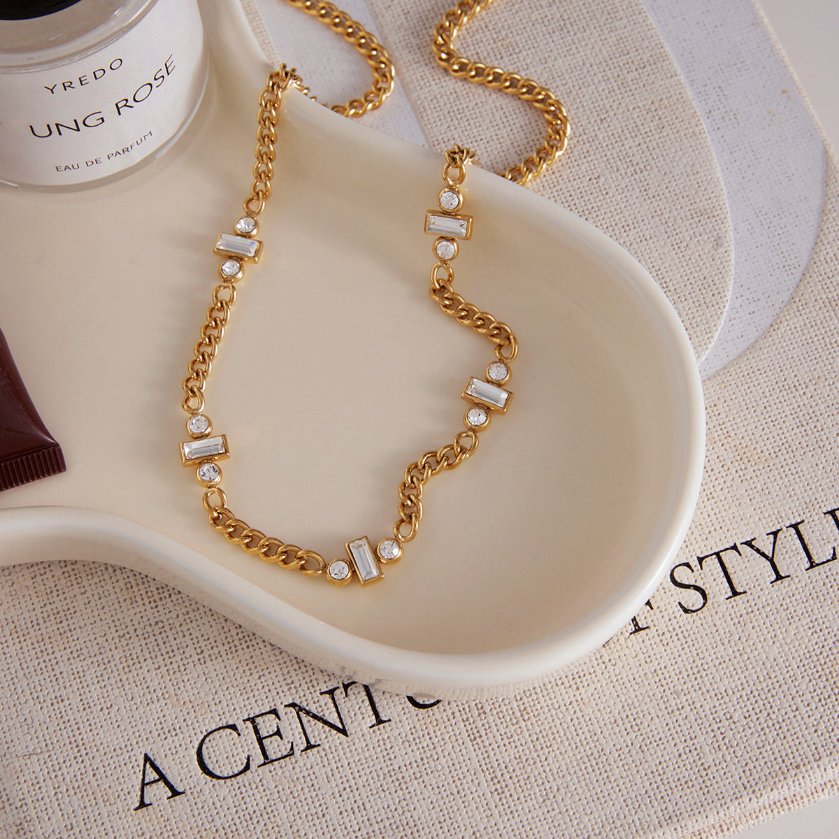 Stainless Steel Rhinestone Necklace