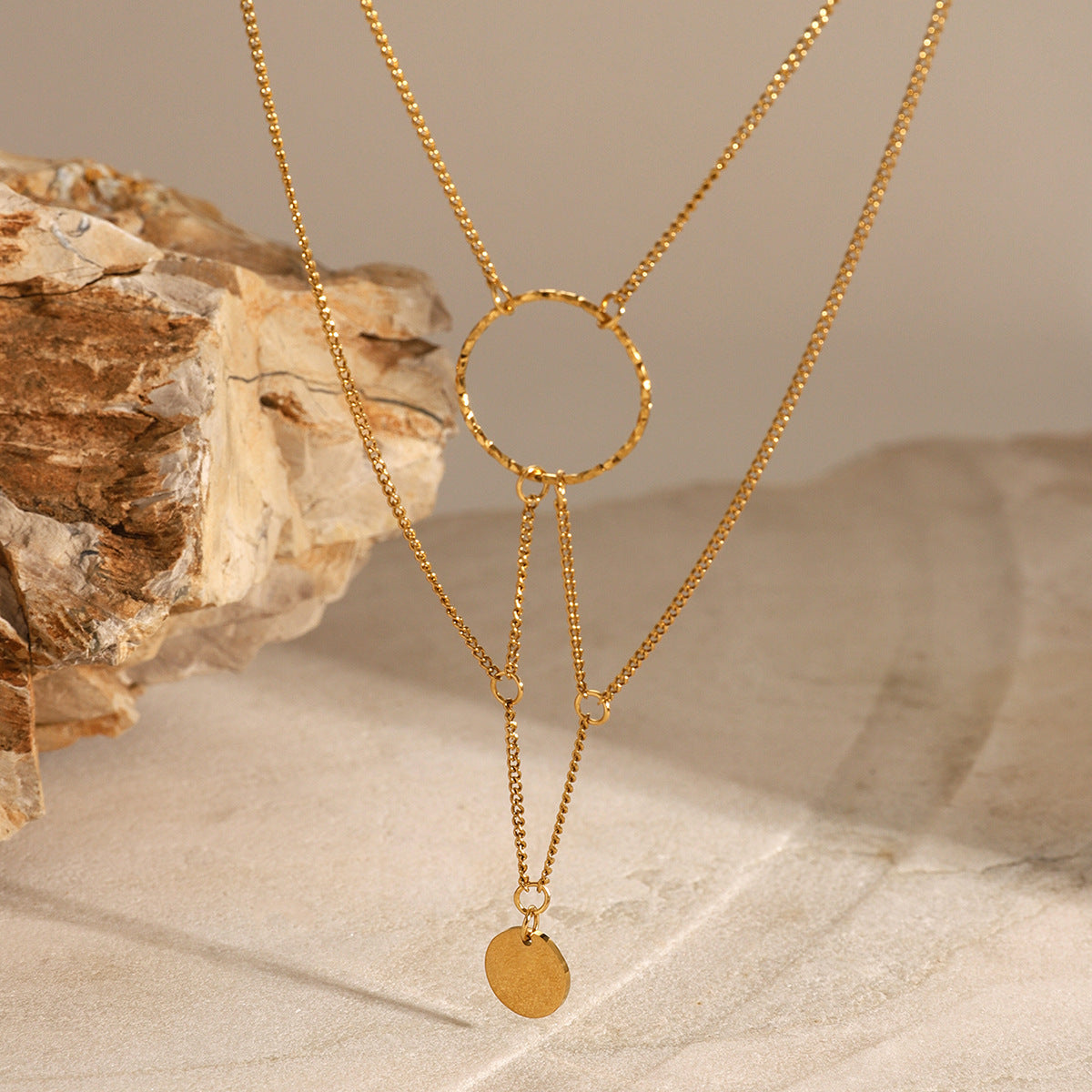 Stainless steel 18k gold-plated multi-layered choker necklace