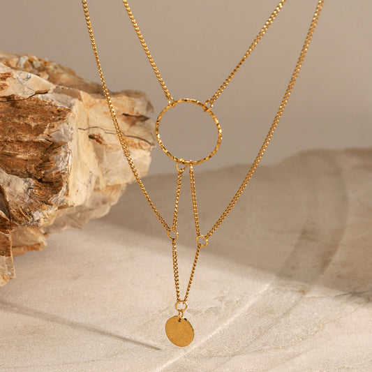 Stainless steel 18k gold-plated multi-layered choker necklace