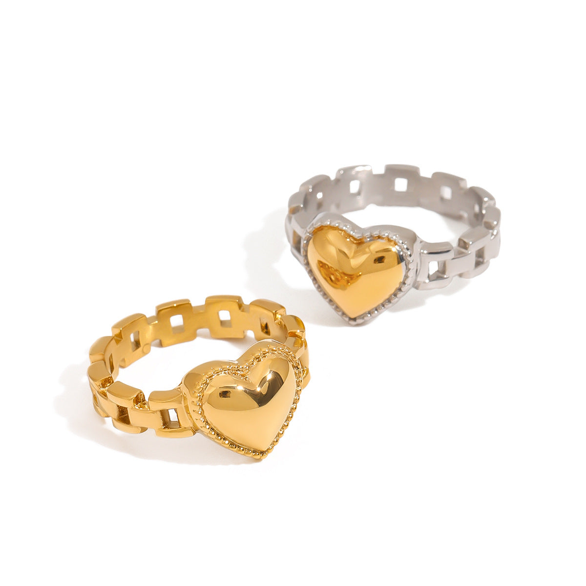 Stainless steel 18k gold-plated heart ring