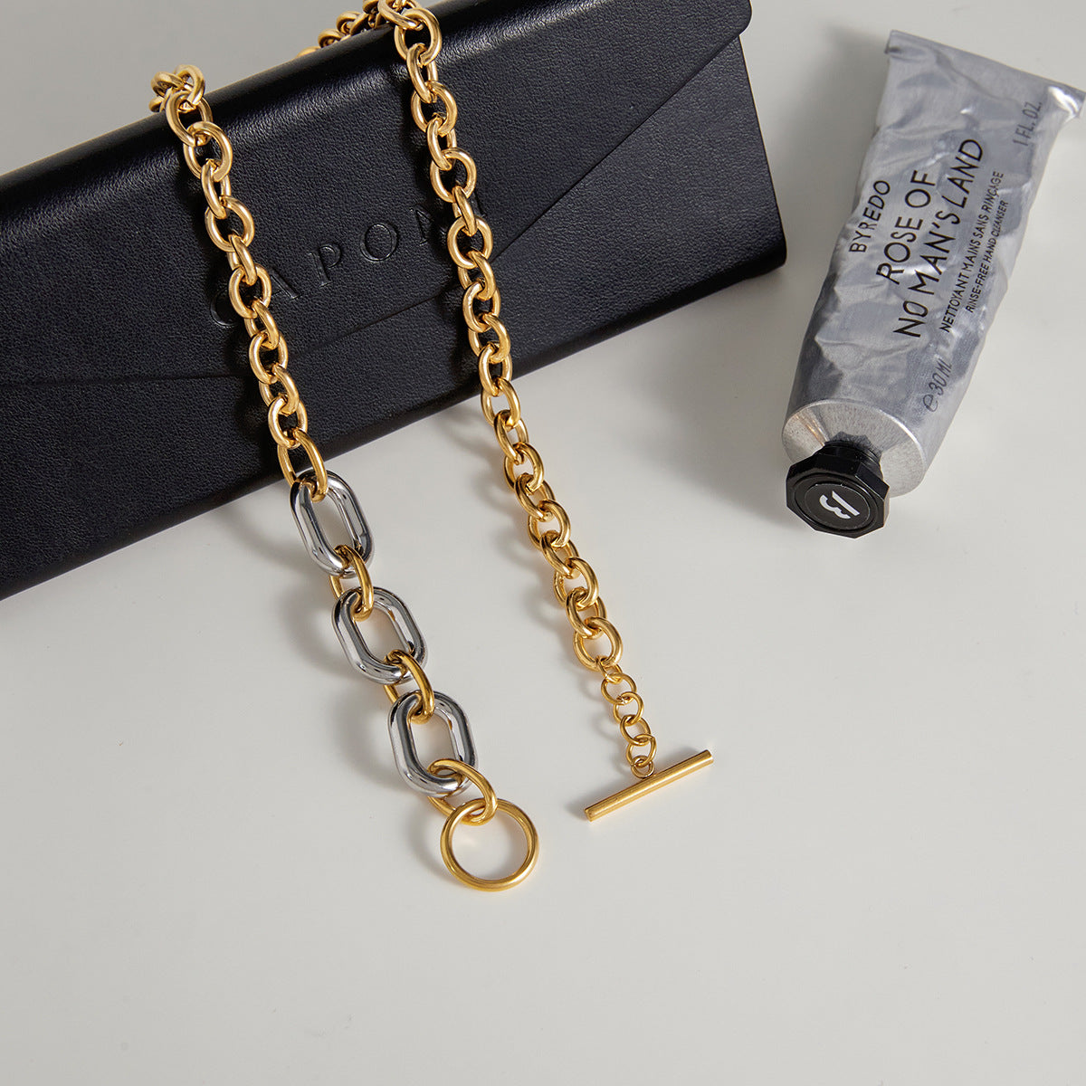 Two-tone titanium steel chain necklace