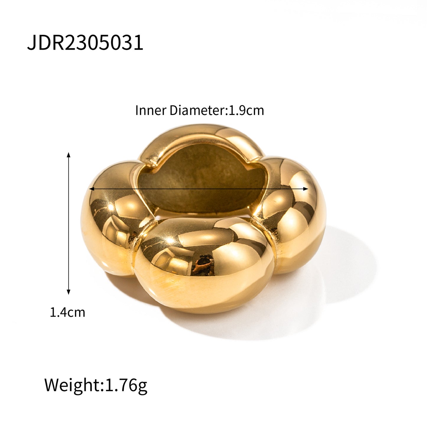 Stainless steel 18k gold-plated ring