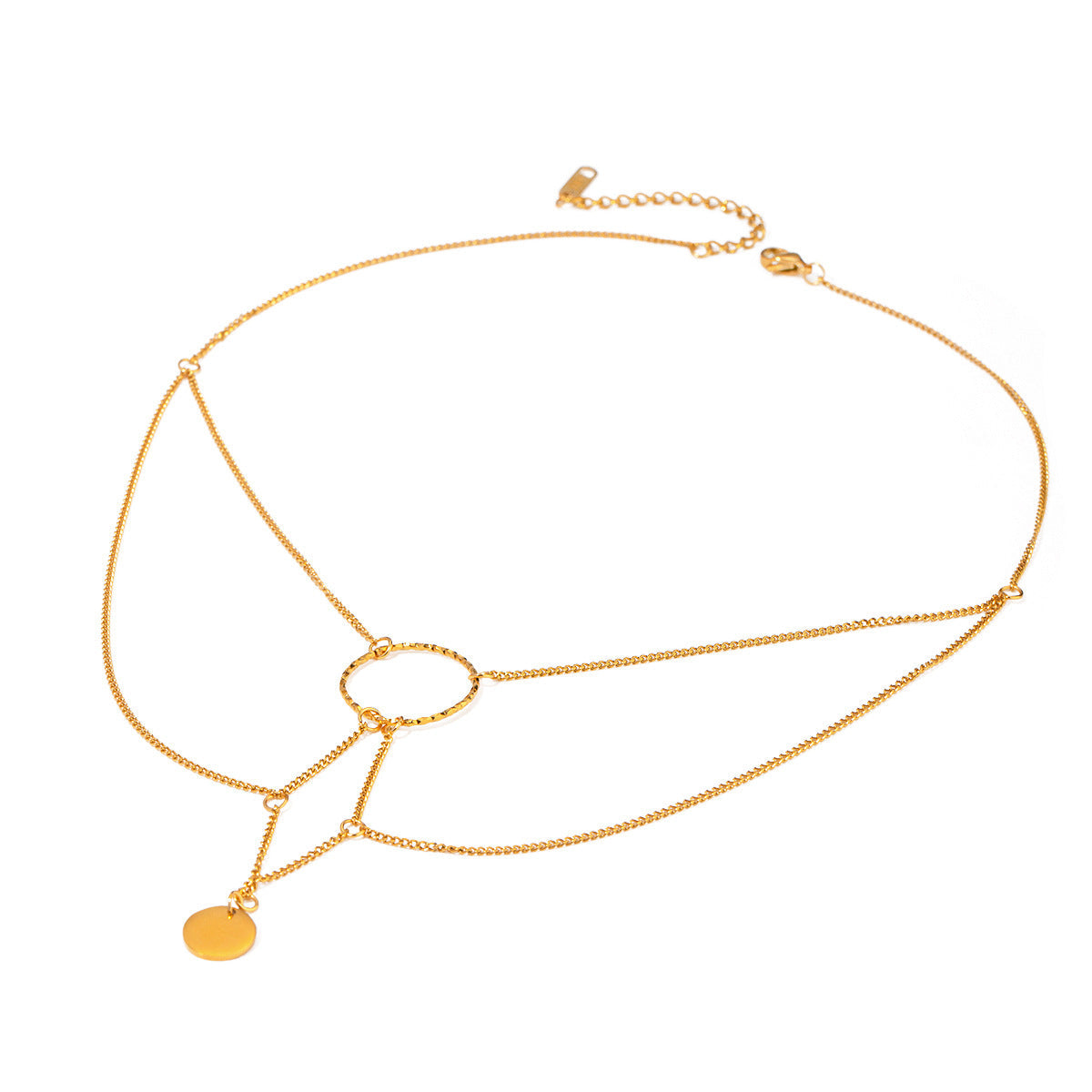 Stainless steel 18k gold-plated multi-layered choker necklace