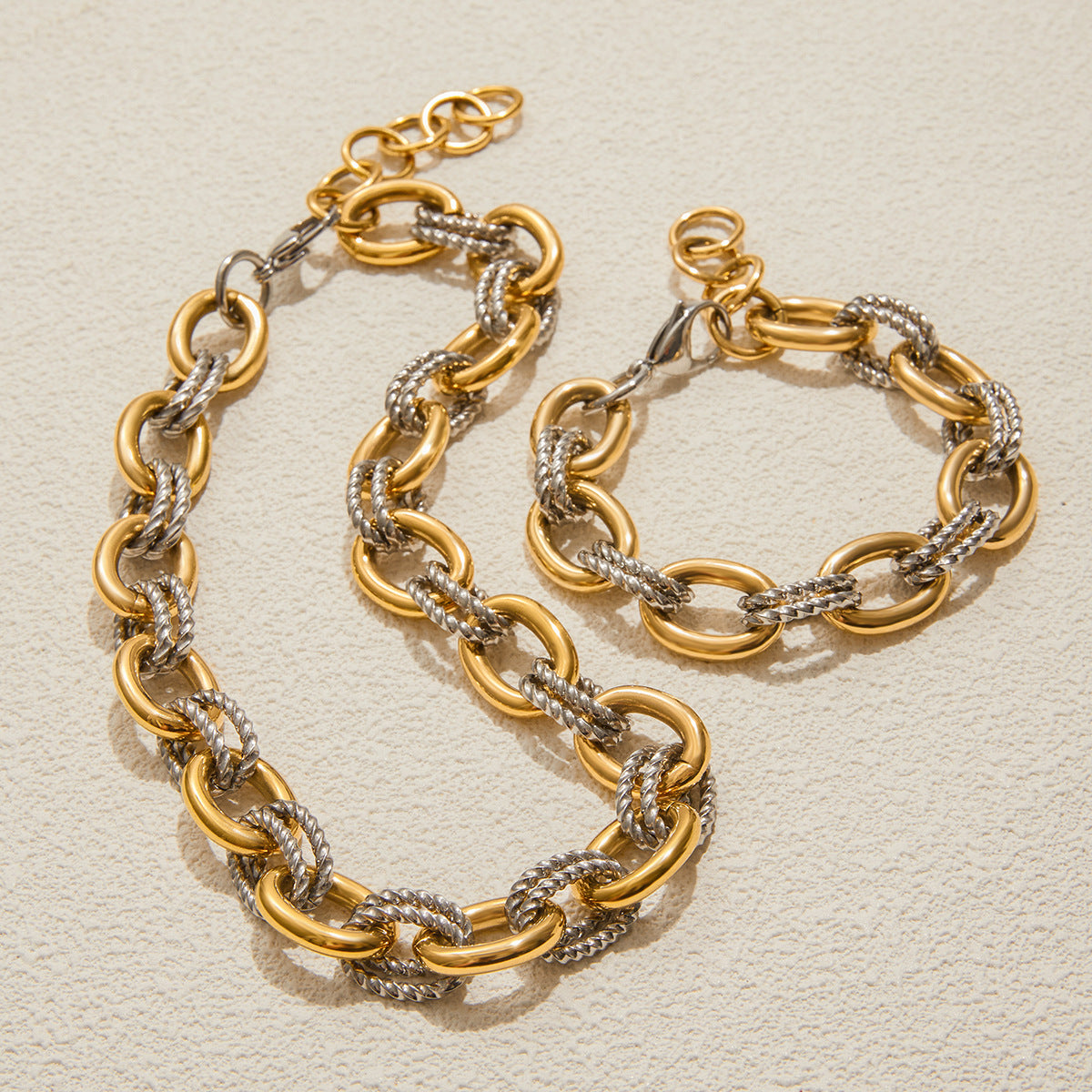 Stainless steel two-tone necklace