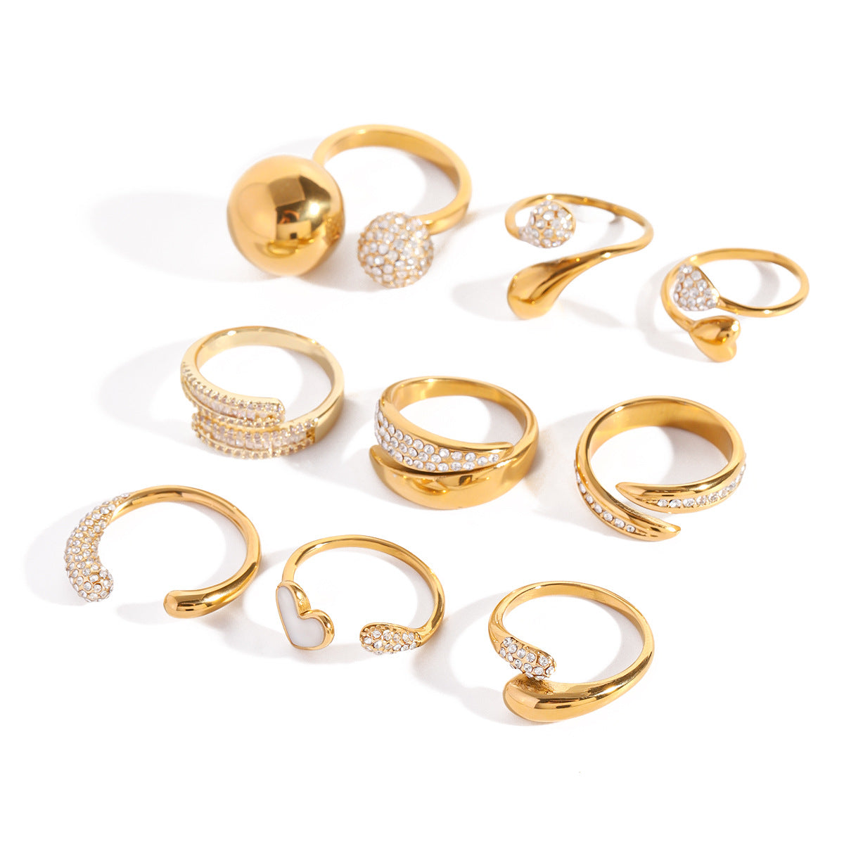 Titanium Steel Zircon Open Ring