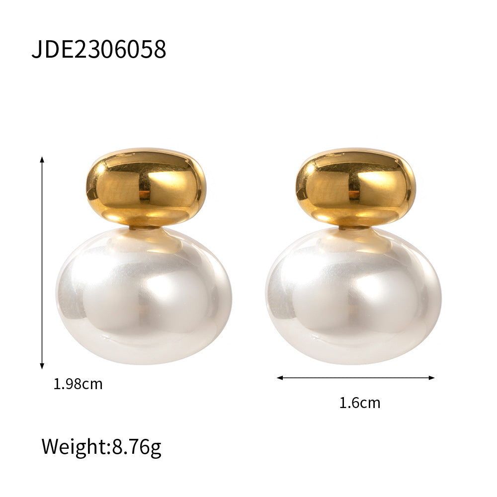 Stainless steel 18k gold-plated pearl earrings