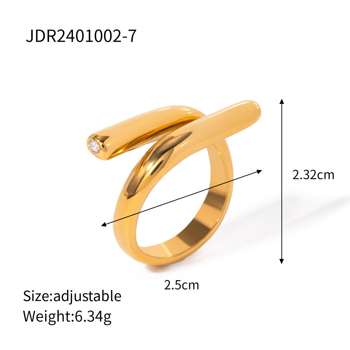 Stainless steel 18k gold-plated ring