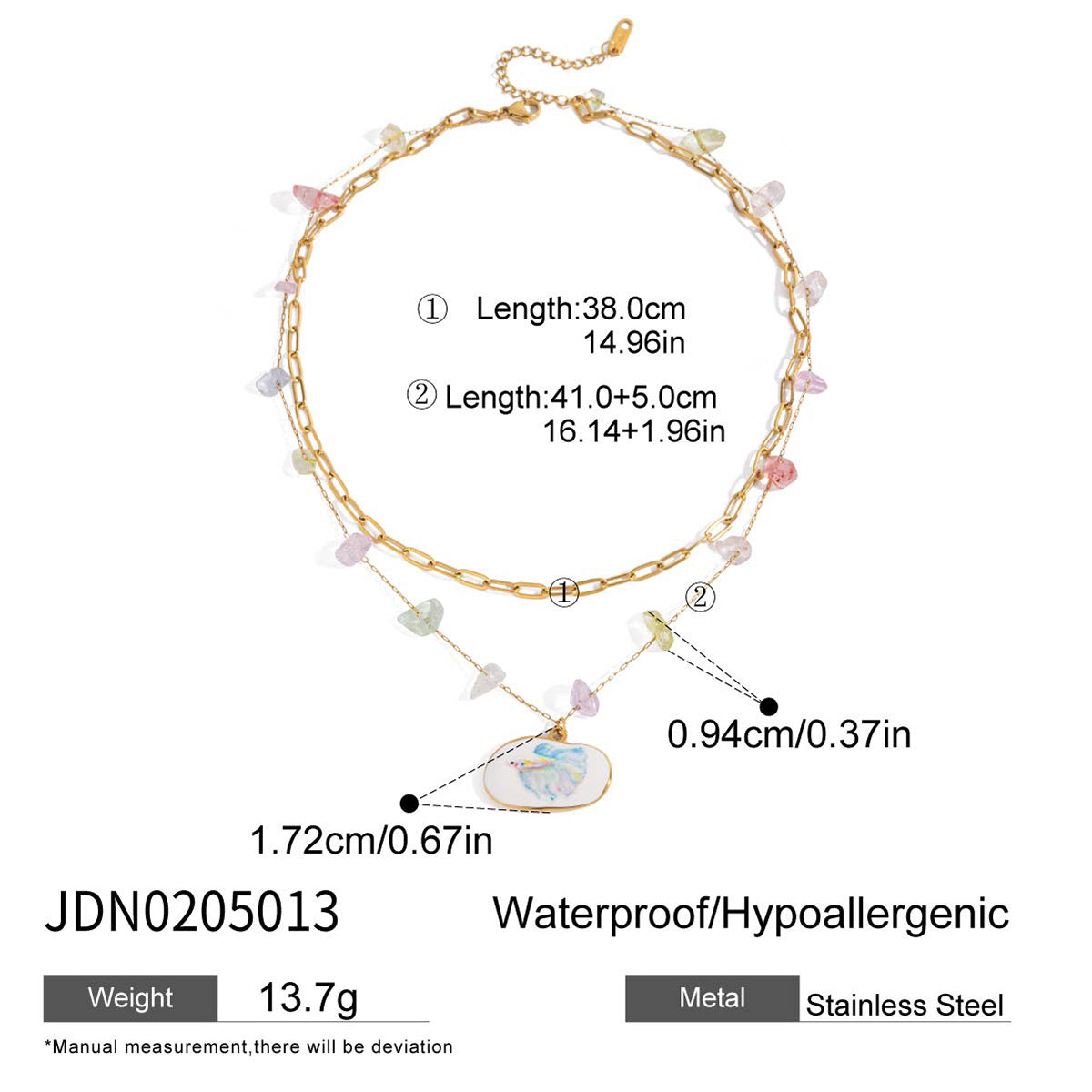 Stainless steel 18k gold-plated double-layer necklace