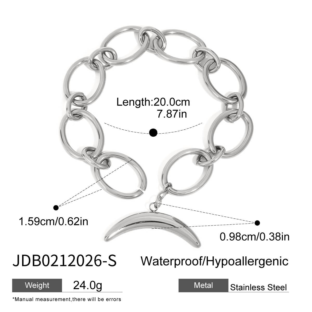 Stainless steel 18k gold-plated moon bracelet