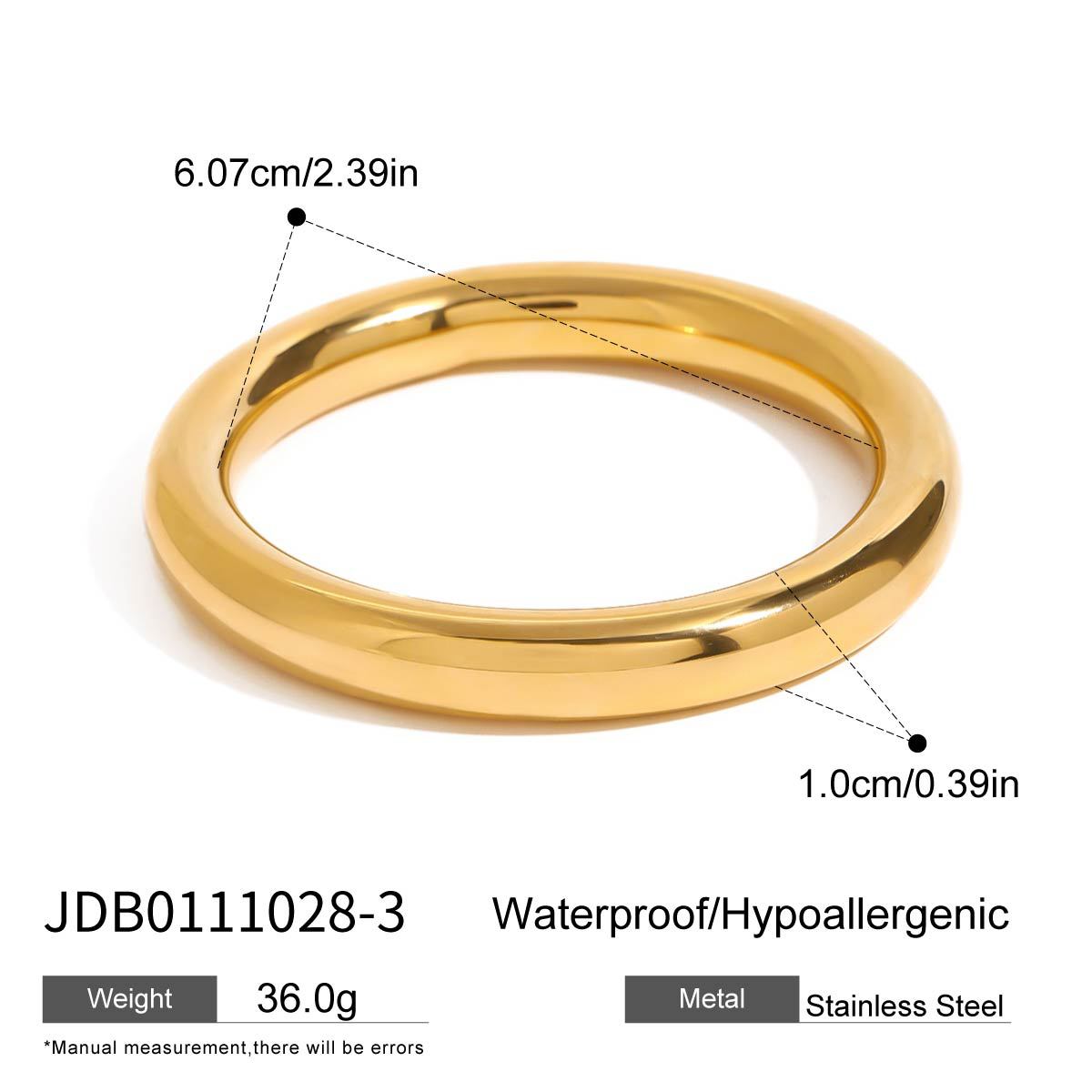 Stainless steel 18k gold-plated plain bracelet